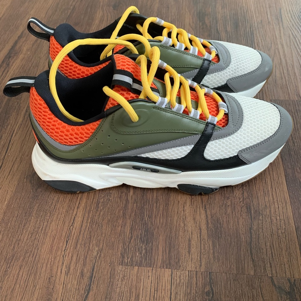 B22 ORANGE AND WHITE TECHNICAL MESH WITH KHAKI AND BLACK SMOOTH CALFSKIN NO BOX